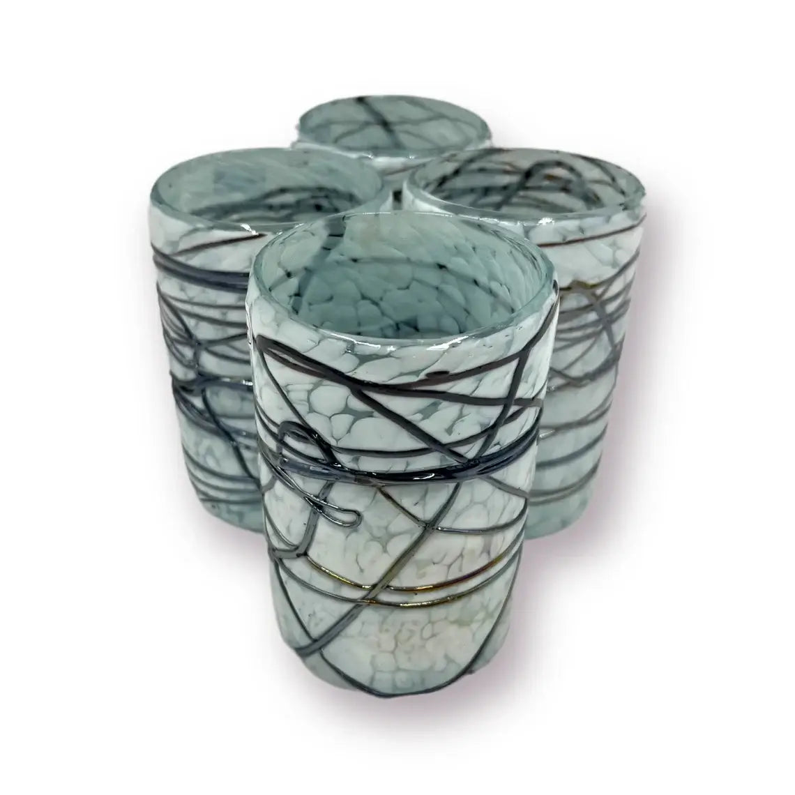 Hand-Blown Mexican Glass | White & Brown Design